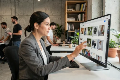 Directrice artistique d'agence sélectionnant des ressources visuelles sur Elements.envato pour accélérer la production créative
