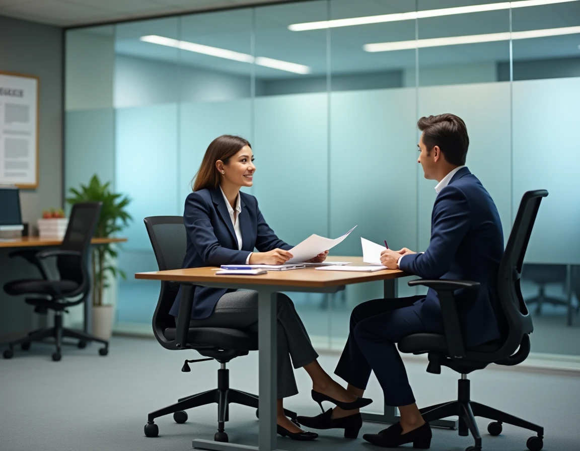Femme en entretien avec un conseiller Pôle emploi pour discuter de reprise d'activité pendant le chômage