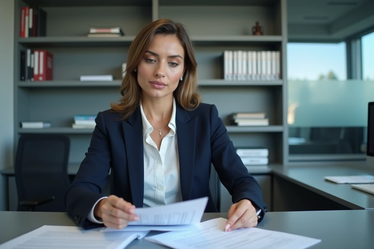 Fonctionnaire examinant des documents officiels relatifs à une procédure de fermeture administrative
