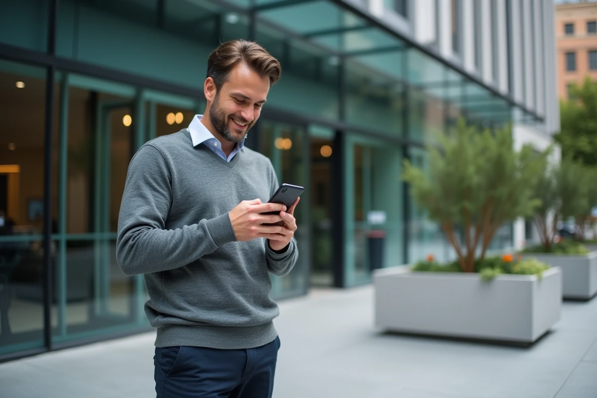 Salarié utilisant une application mobile pour gérer ses avantages CSE et BNP Paribas Arval